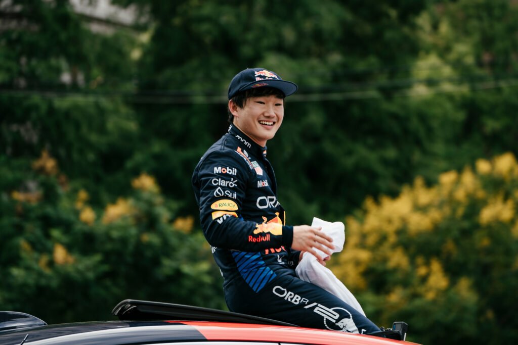 Yuki Tsunoda is seen at the Red Bull Showrun Taichung in Taichung, Taiwan on September 28, 2024.