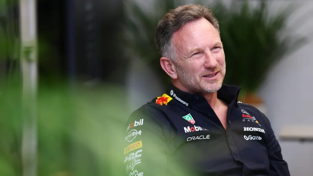 Christian Horner, Team Principal of Oracle Red Bull Racing in the Paddock prior to final practice ahead of the F1 Grand Prix of Bahrain at Bahrain International Circuit on April 12, 2025 in Bahrain, Bahrain. (Photo by Mark Thompson/Getty Images)