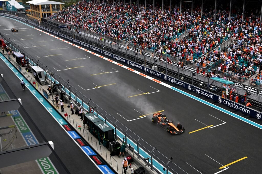 McLaren's Lando Norris topped a rainy and frantic Sprint at the 2025 Miami GP.