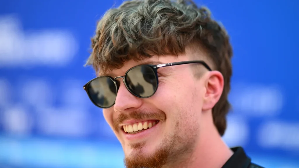 Dan Ticktum of Great Britain and CUPRA KIRO talks to the media during Shakedown & Practice ahead of the Miami E-Prix, Round 5 of the 2025 FIA Formula E World Championship at Homestead-Miami Speedway on April 11, 2025 in Homestead, Florida. (Photo by Simon Galloway/LAT Images for Formula E)