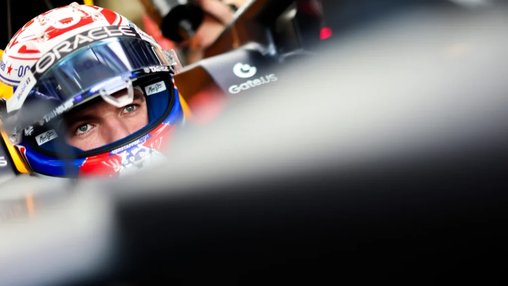 Max Verstappen of the Netherlands and Oracle Red Bull Racing prepares to drive in the garage prior to qualifying ahead of the F1 Grand Prix of Miami at Miami International Autodrome on May 03, 2025 in Miami, Florida. (Photo by Mark Thompson/Getty Images)