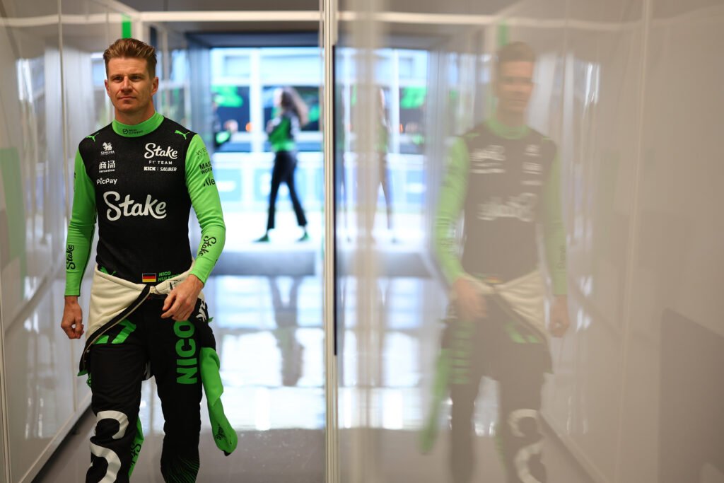MONTREAL, QUEBEC - JUNE 13: Nico Hulkenberg of Germany and Stake F1 Team Kick Sauber arrives in the garage during practice ahead of the F1 Grand Prix of Canada at Circuit Gilles-Villeneuve on June 13, 2025 in Montreal, Quebec. (Photo by Andy Hone/LAT Images)