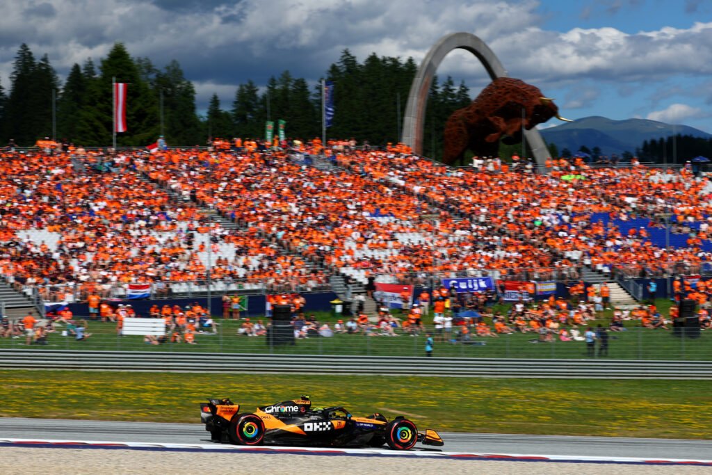 Lando Norris at the 2025 F1 Austrian GP after taking pole in Qualifying