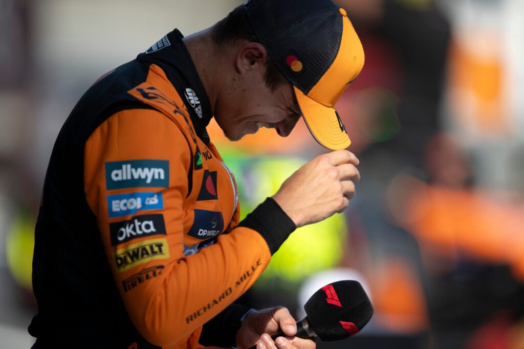McLaren's Lando Norris after claiming pole position in Qualifying at the 2025 F1 Austrian GP