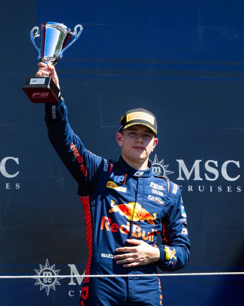 Red Bull Junior Tim Tramnitz after winning the Sprint race of the F3 Imola GP 2025.