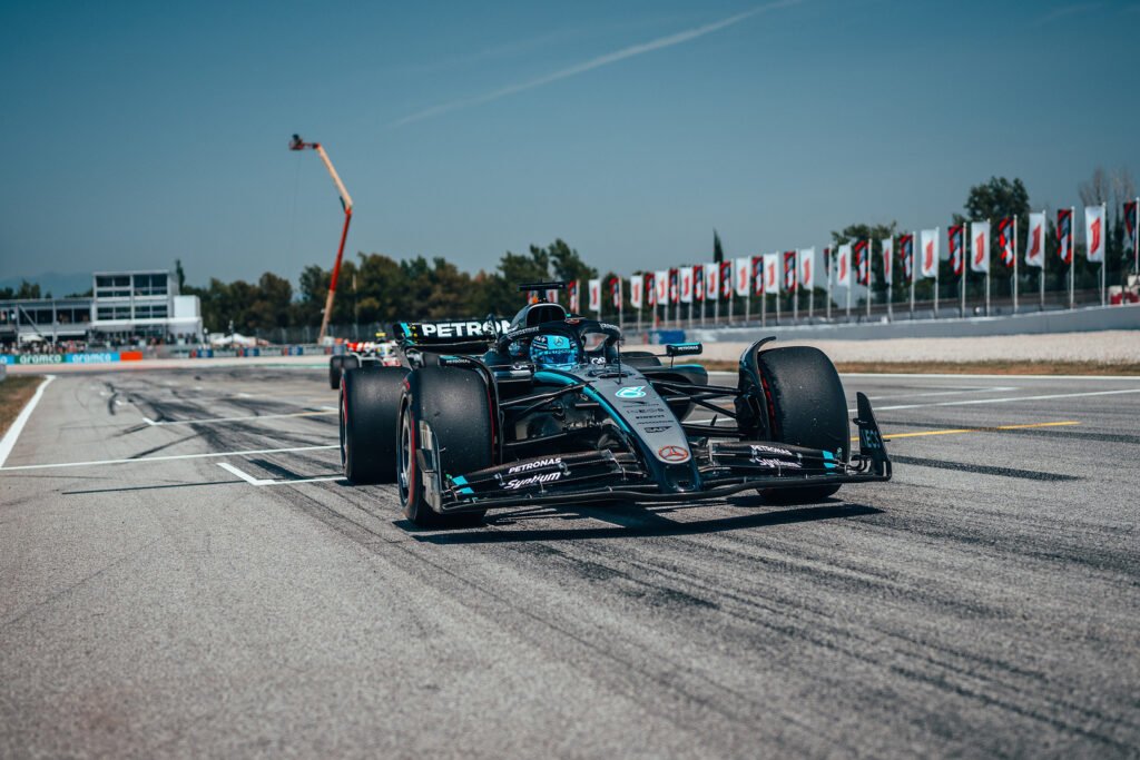 Mercedes' George Russell at the 2025 F1 Canadian GP, FP2