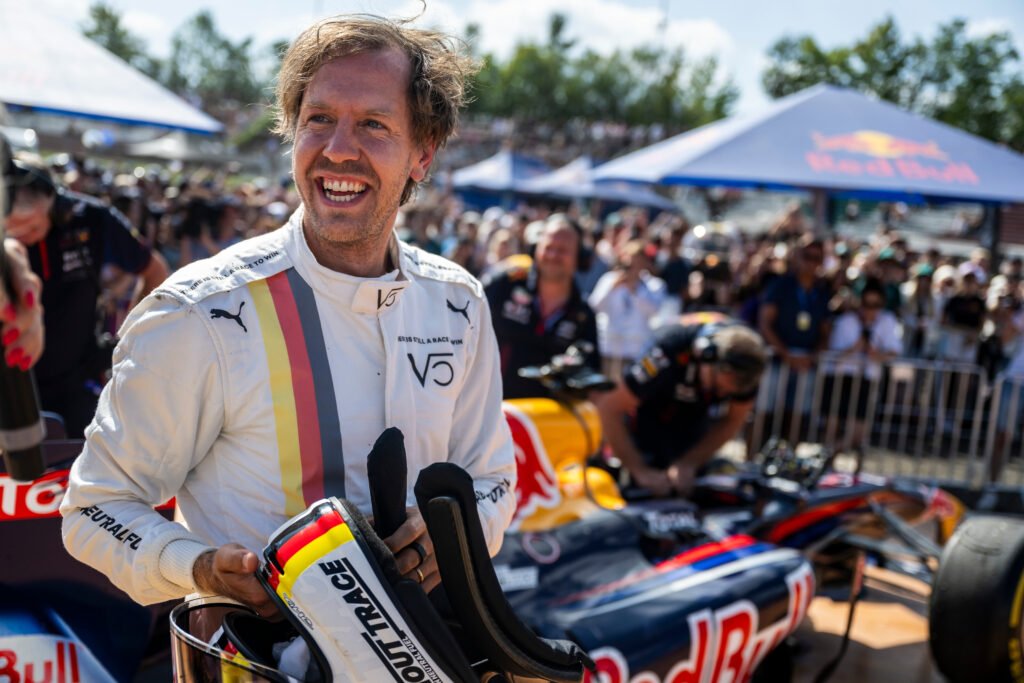 Sebastian Vettel seen during the Red Bull Formula Nuerburgring at the Nuerburgring in Germany on September 9, 2023.