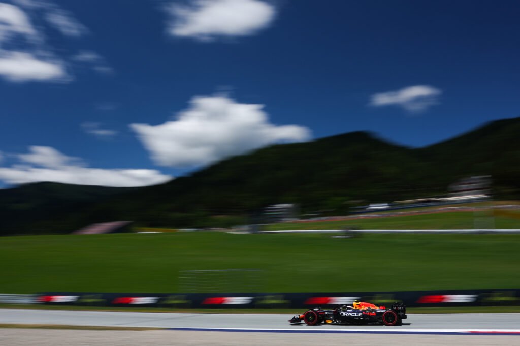 SPIELBERG, AUSTRIA - JUNE 28: Yuki Tsunoda of Japan driving the (22) Oracle Red Bull Racing RB21 on track during final practice ahead of the F1 Austrian GP at Red Bull Ring on June 28, 2025 in Spielberg, Austria. (Photo by Mark Thompson/Getty Images) // Getty Images / Red Bull Content Pool // SI202506280307 // Usage for editorial use only //