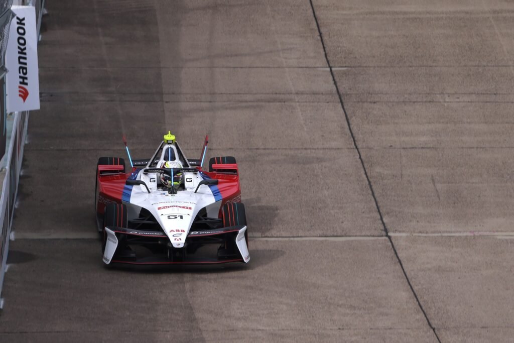 Nico Muller of Switzerland driving the (51) Andretti Formula E Porsche 99X Electric Gen3 on track ahead of Practice, ahead of the Berlin E-Prix, Round 13 of the 2025 FIA Formula E World Championship at Tempelhof Airport Circuit