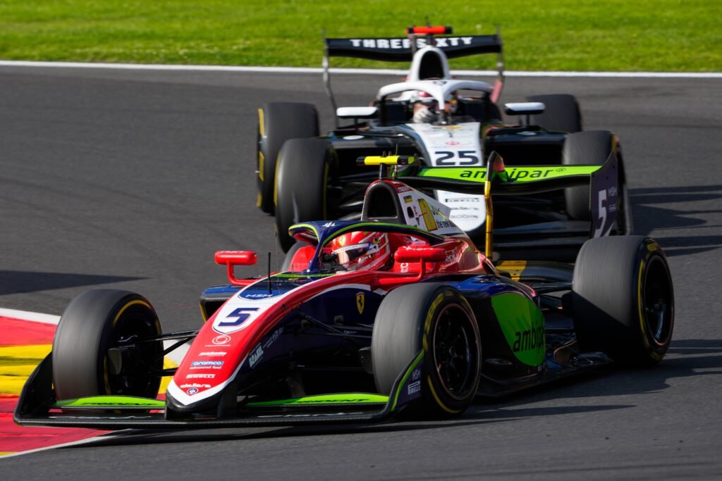 Rafael Câmara driving around Spa-Francorchamps at the 2025 F3 Belgian Grand Prix.