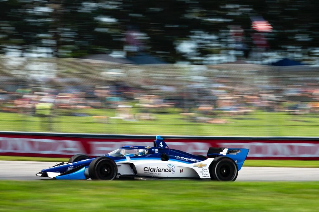 David Malukas driving the No. 4 AJ Foyt IndyCar around Road America.