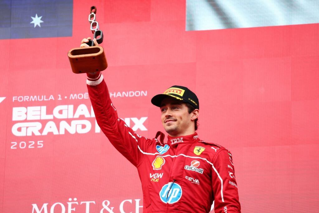 Charles Leclerc at the F1 2025 Belgian GP after claiming P3