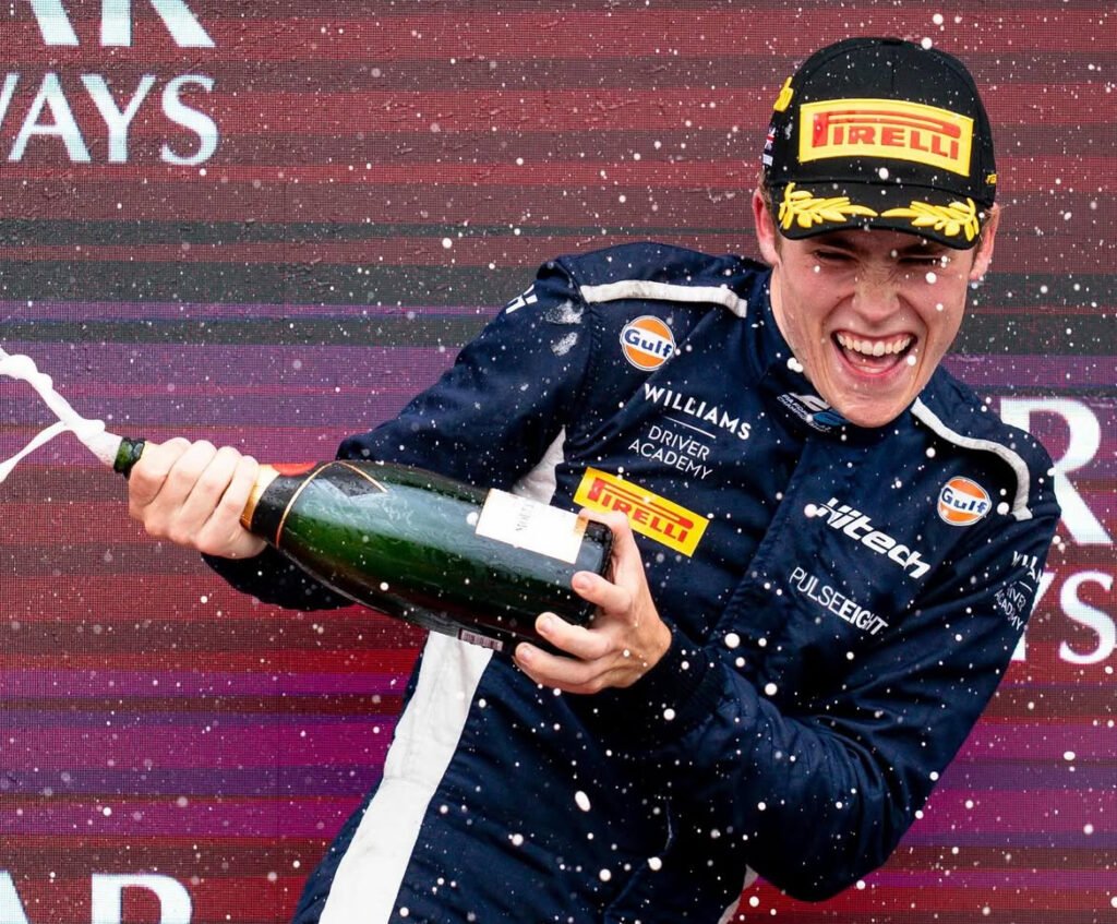 Browning on the F2 podium at Silverstone