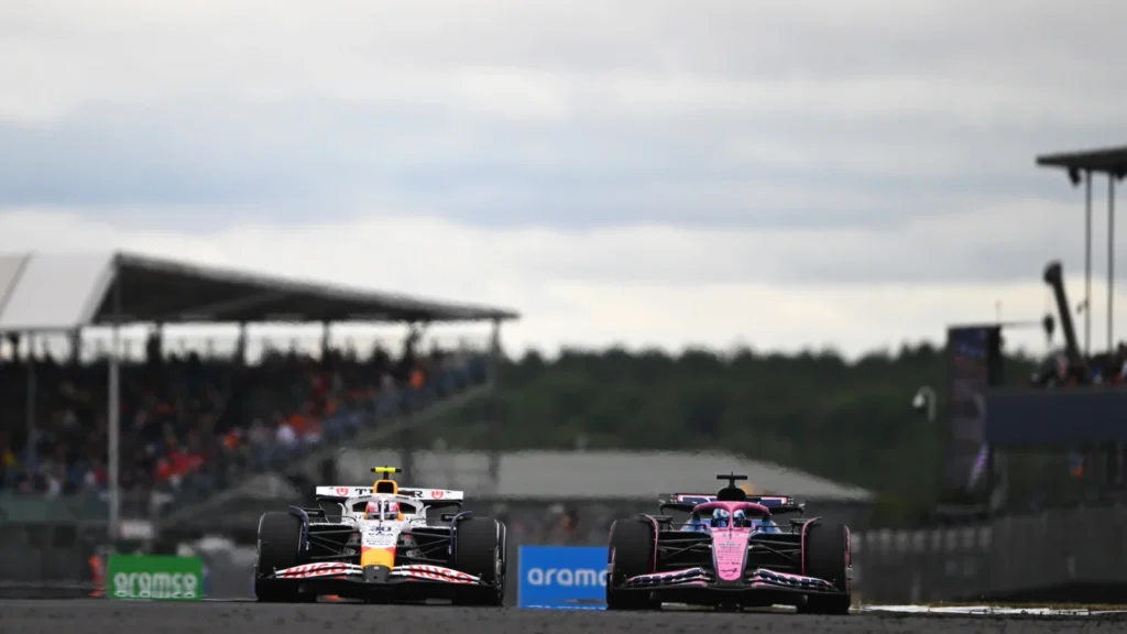 Liam Lawson of New Zealand driving the (30) Visa Cash App Racing Bulls VCARB 02 leads Pierre Gasly of France driving the (10) Alpine F1 A525 Renault on track during final practice ahead of the F1 Grand Prix of Great Britain at Silverstone Circuit on July 05, 2025 in Northampton, England. (Photo by Rudy Carezzevoli/Getty Images)