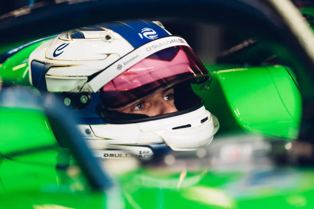 Zak O'Sullivan in the Envision Racing Formula E car at the Jeddah Rookie Test 2025.