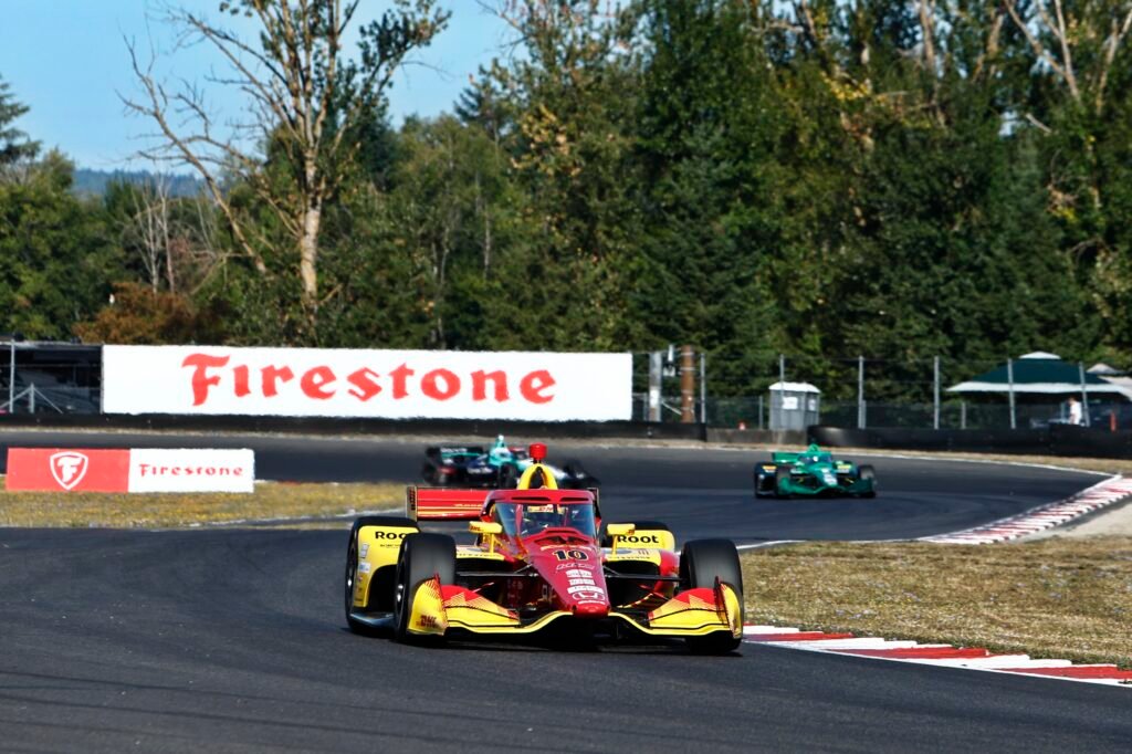 Alex Palou of Chip Ganassi Racing driving during the 2025 IndyCar Grand Prix of Portland.
