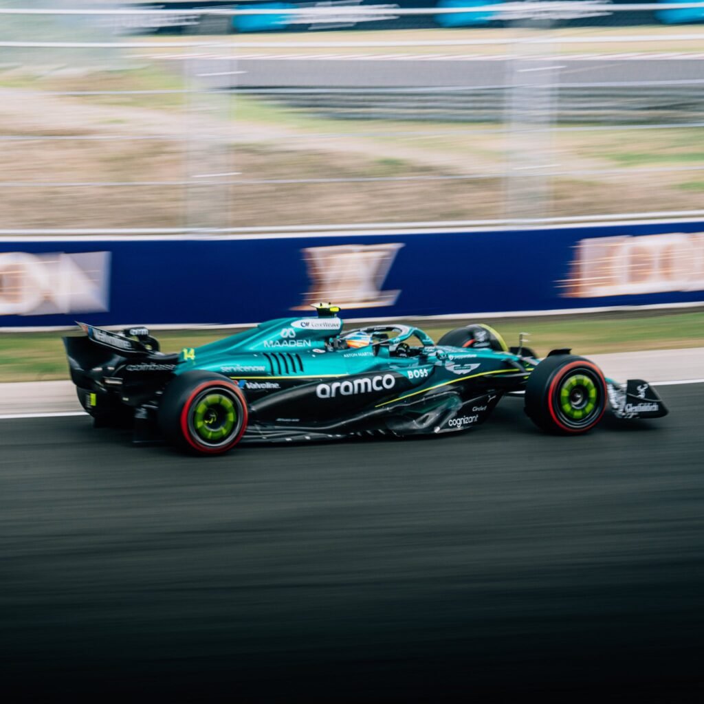 Fernando Alonso on track during qualifying for the 2025 Hungarian GP