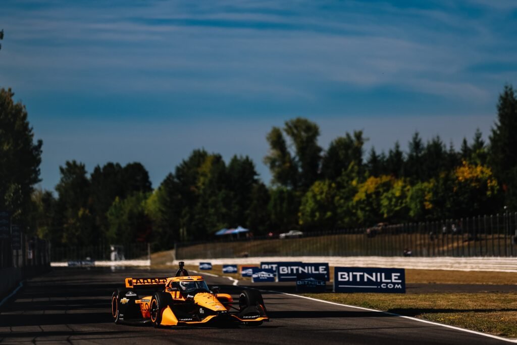 Christain Lundgaard driving his Arrow McLaren at the BITNILE.com Grand Prix of Portland