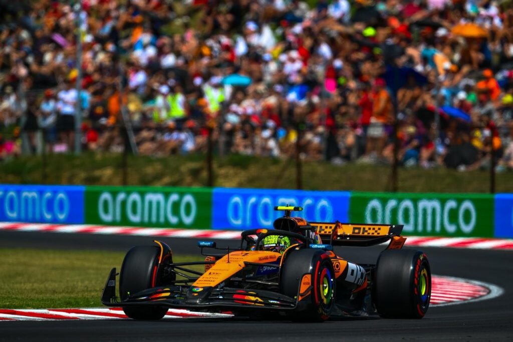 Lando Norris driving the McLaren at the Hungarian GP.