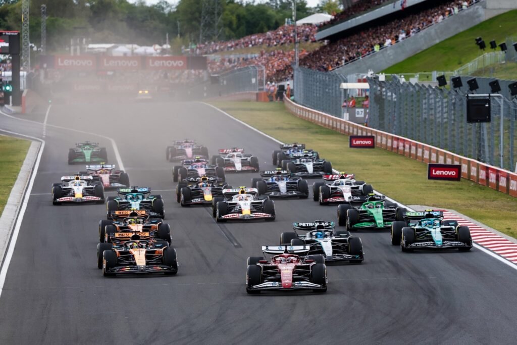 Charles Leclerc leading the F1 field at the 2025 Hungarian GP.