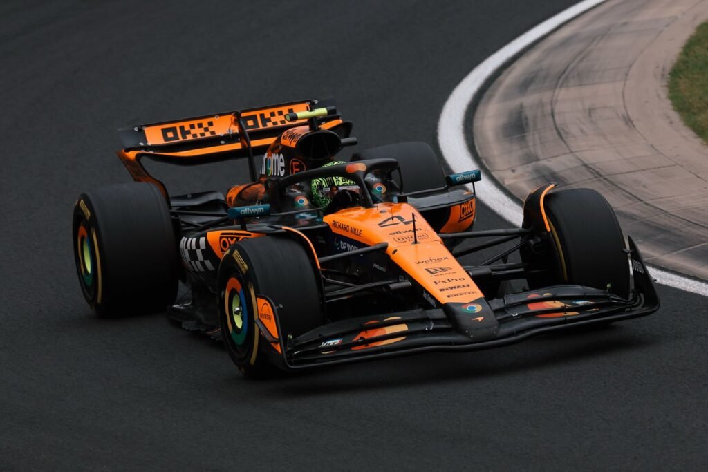 Lando Norris driving his McLaren during the Hungarian GP.