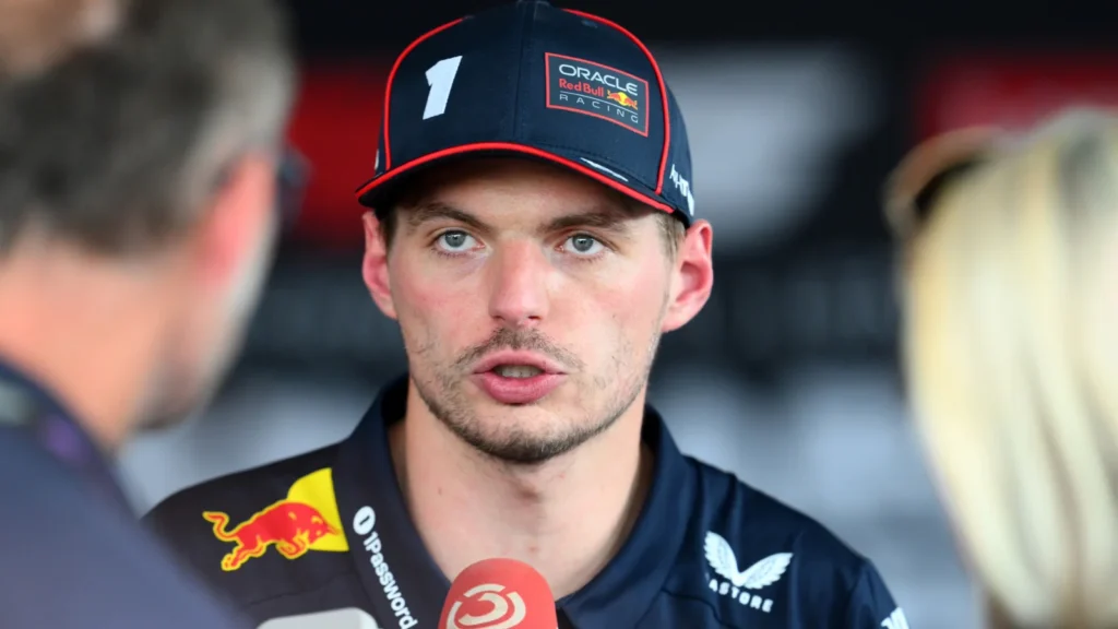 Eighth placed qualifier Max Verstappen of the Netherlands and Oracle Red Bull Racing is interviewed during qualifying ahead of the F1 Grand Prix of Hungary at Hungaroring on August 02, 2025 in Budapest, Hungary. (Photo by Simon Galloway/LAT Images)